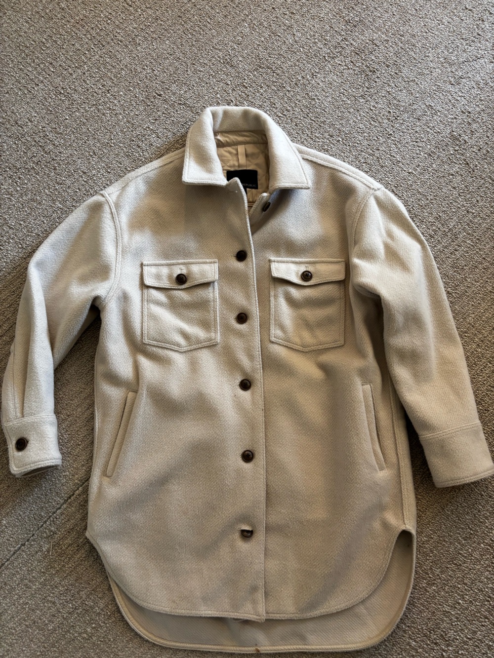 Women’s Cream Button-Front Wool Blend Coat